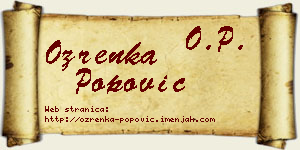 Ozrenka Popović vizit kartica